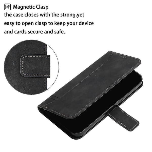 Magnetiskt läderfodral med plånboksställfunktion för Black Samsung Galaxy S23 Plus
