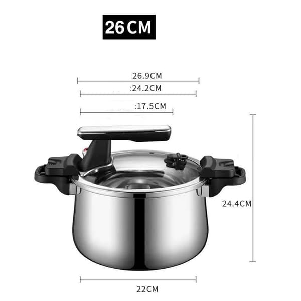 Mikrotrykkoger i rustfrit stål, 26 cm 3-lags, multifunktionel, ensartet opvarmning til hjemmet