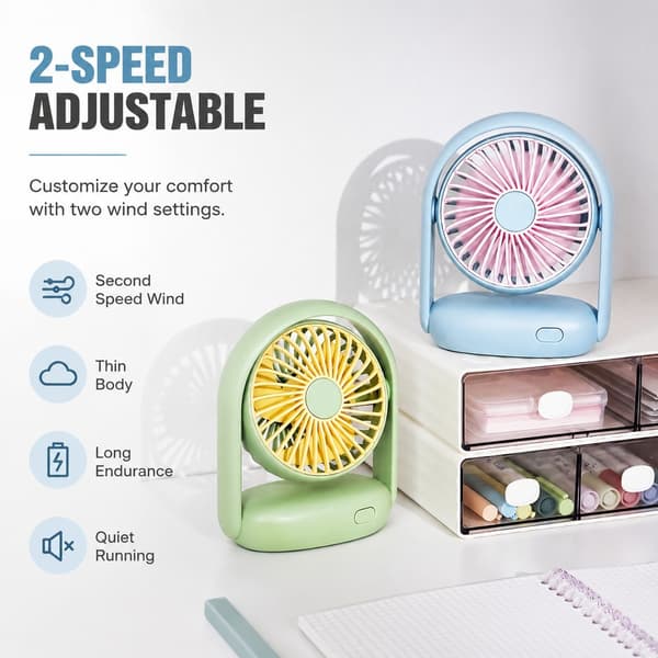 USB Mini Bærbar Bordventilator, Pink, Lille Skrivebordsventilator til Hjemmekontoret