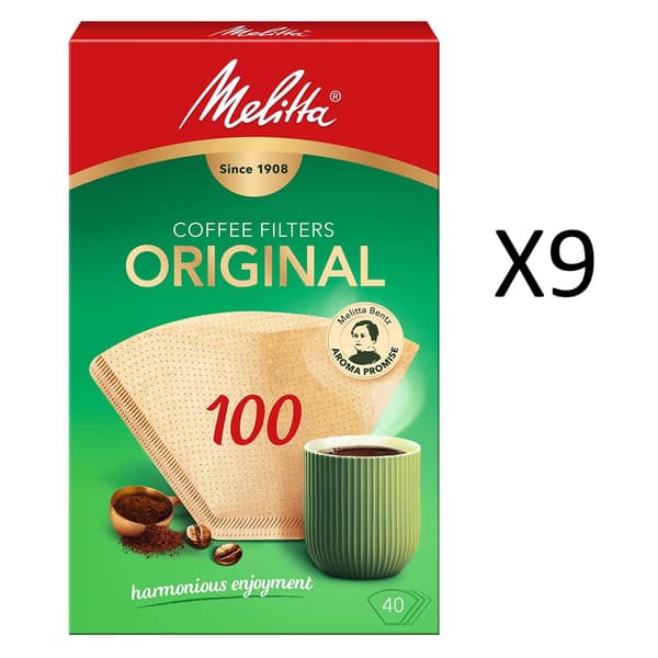 Kaffefilter 100, 40-pack, 9 koppar DFP, kompatibel med Melitta Aroma Boy