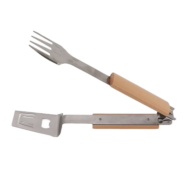 Grillspatula, gaffel og tangsett i rustfritt stål, langt håndtak, multifunksjonell grilltang for camping