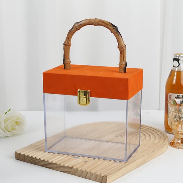 Akryl festgaveæske, orange, 16,95x9,9x16,05 cm, til fester