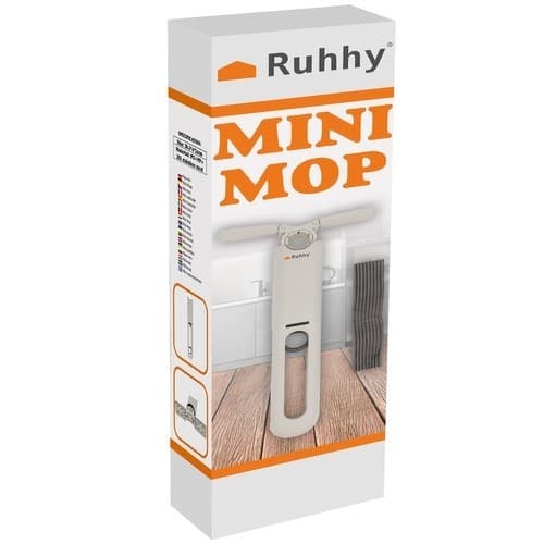 Mini nalmopp, hvit, 2 puter, selvpressende, ergonomisk håndtak, vindusrengjøringsverktøy