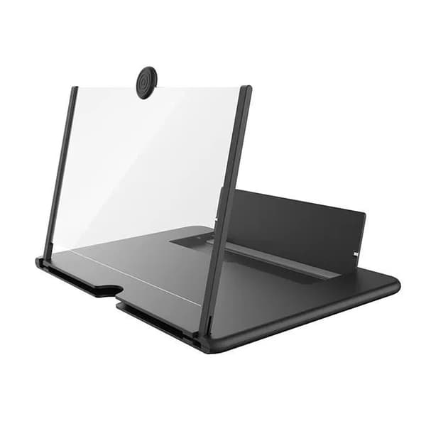 Smartphone Skærmforstørrelse, 12 Tommer HD, 3D Sammenklappelig Stand, Sort