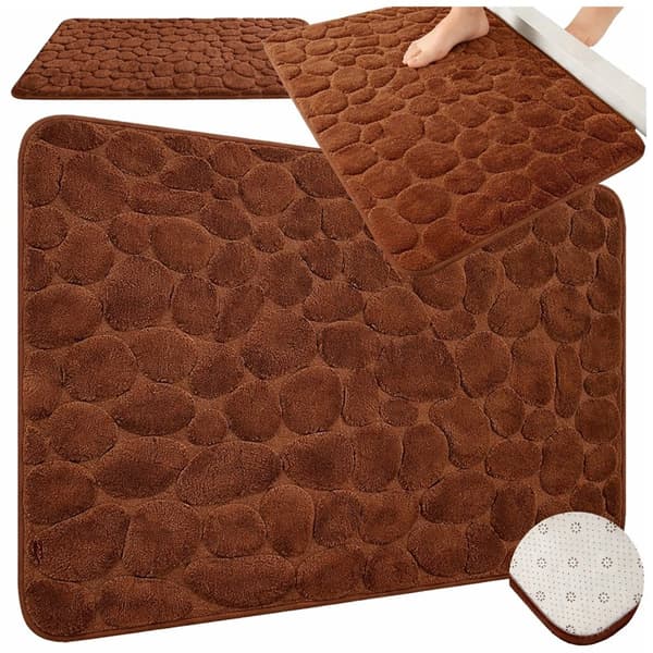 Skridsikker blød bademåtte, brun, 80x50 cm, absorberende, hurtigtørrende, skridsikker, til badeværelset Brown