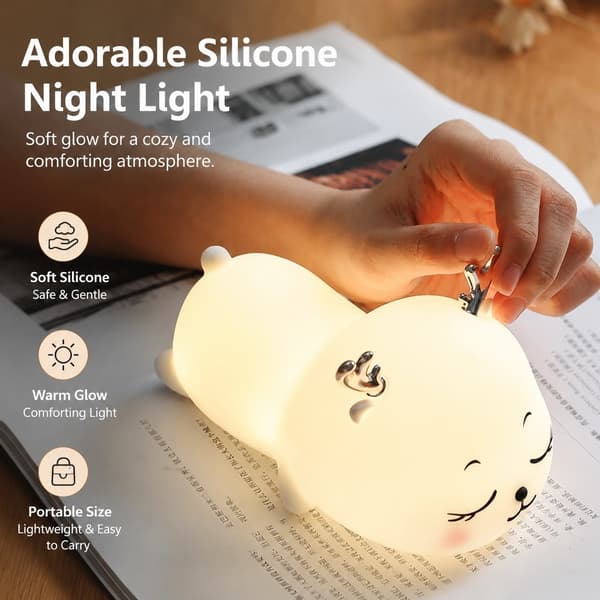 Søt Hjort Silikon Nattlampe, USB-lading, Smart Tidsinnstilling, Nattbordslampe til Soverom 1pcs