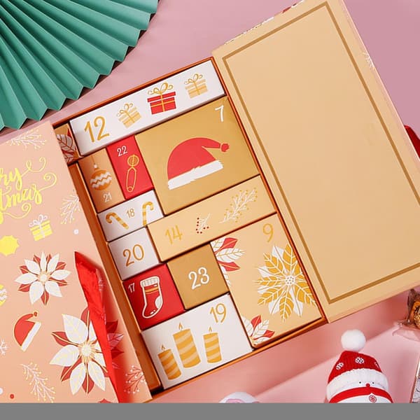 Tomme nedtellingsbokser, 24-dagers adventskalender, stil B, papir festlig oppbevaringsdekorasjon