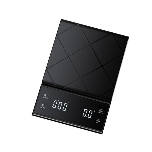 Digital kaffevægt 5kg/0.1g med timer, USB-opladning, sort