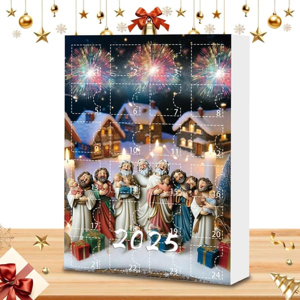 Akryl Jesus Julekalender 2025, 2D Ornament Anheng for Vindu, Bil, Hagepynt E