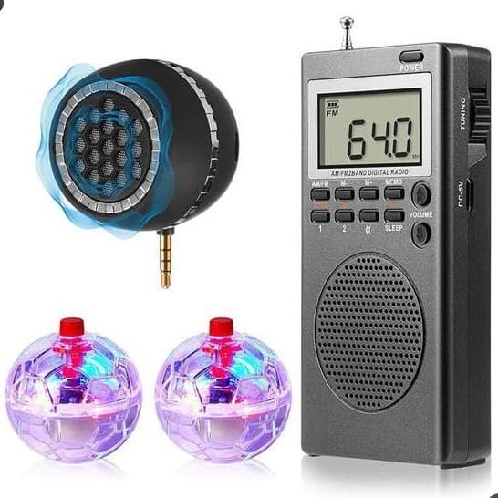 Bärbar radio, minifickradio, FM AM digital inställning, USB, 4-delars set 7-pack