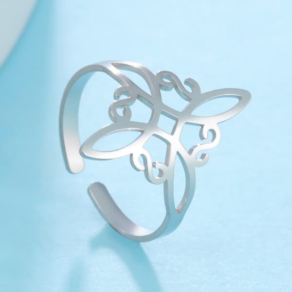 Rustfri Stålring, Sølv, Minimalistisk Design, Justerbar Bredde 22.9mm