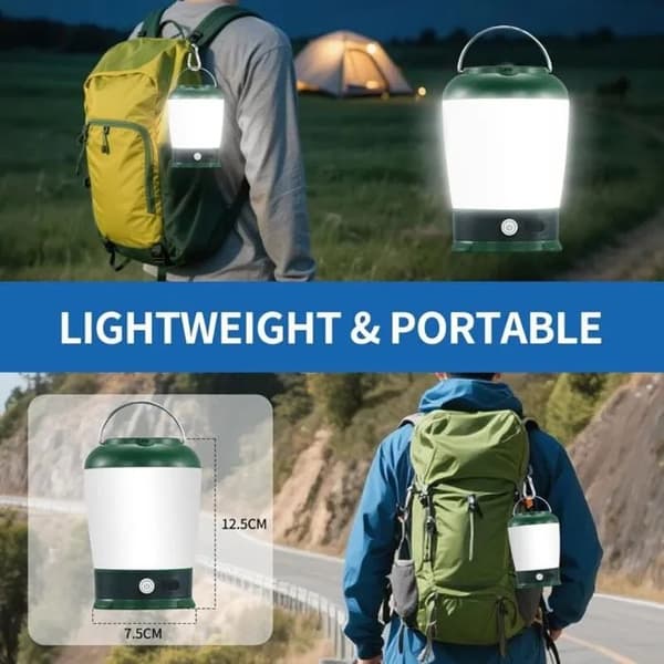 Oppladbar Campinglykt 2000mAh, Vanntett Bærbart Teltlys, Nødstrømbrudd