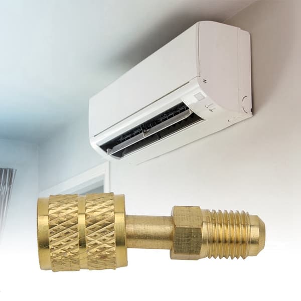 R410 Messingadapter 1/4\" Han til 5/16\" Hun, Ladeslange til Pumpe, HVAC
