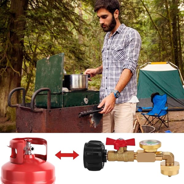 Massiv mässing propanmätare adapter för 0,5 kg tankpåfyllning, BBQ & camping