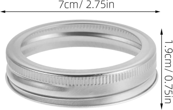 24 st breda Mason Jar-lock med plåtringar, 70 mm silvermetallförslutningslock för konservering och DIY