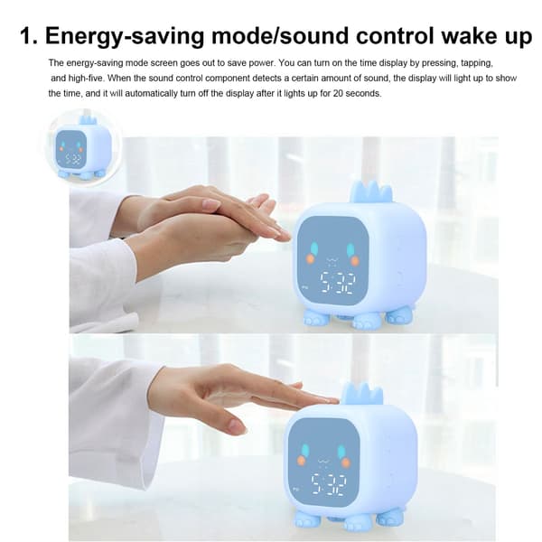 Mini LED Vækkeur, Stemmestyring, Temperaturvisning, USB-opladning, 60-minutters Timer, Bærbart