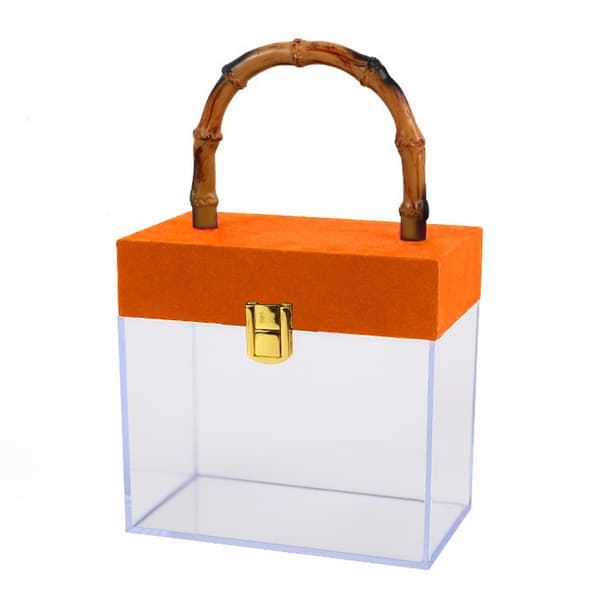 Akryl festgaveæske, orange, 16,95x9,9x16,05 cm, til fester