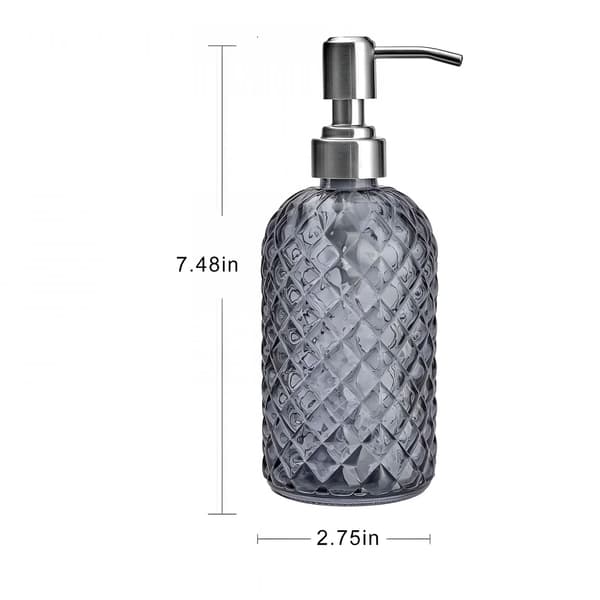 16 Oz Påfyllbar Såpedispenser, Rustfri Pumpe i Rustfritt Stål, Klart Glass, for Kjøkken og Bad