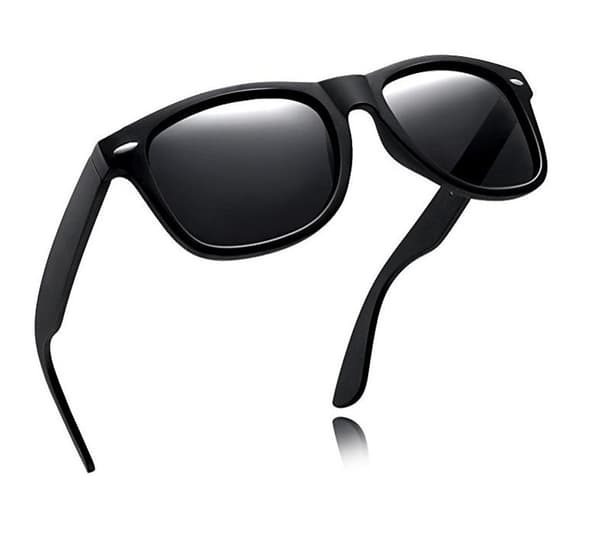 Polariserede solbriller UV400, sort stel grå linse, unisex, klassisk design