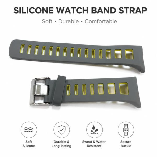 Silikonarmband för Suunto Quest/M1/M2/M4/M5, Grå+Grön, Justerbart, Andningsbart