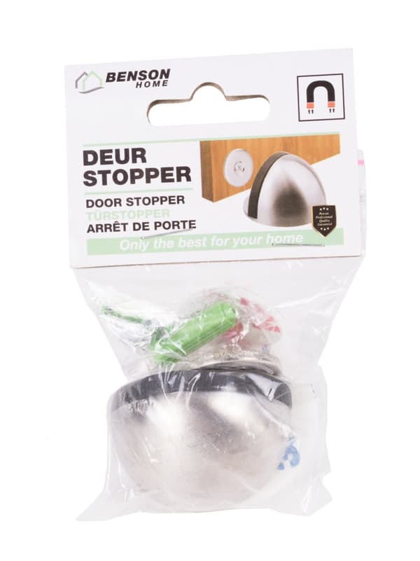 Magnetisk dørstopper, børstet rustfrit stål, stærk magnet, gulvbeskytter, nem installation