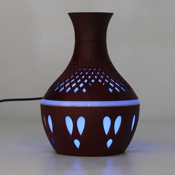 Trækorns Aroma Diffuser, 300ml, Vandfri Automatisk Slukning, USB Luftfugter med Farverigt Lys