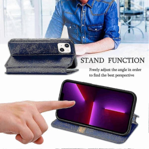 Kompatibel med iPhone 13 Plånboksfodral PU Läder Magnetisk Stängning Kortplatser Ställskydd