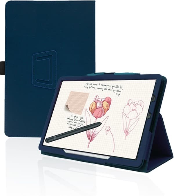 Etui til XP-Pen Magic Note Pad 10.95\", PU-læder, foldbart stativ, blyantholder, håndledsrem, blå