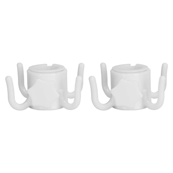 Plaststrandparasollhängkrok, 4-grenad, handdukshatt solglasögonhållare, vit, 2-pack