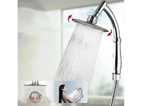 XXL Handdusch med 5 strållägen, 150 mm krom- och silikondesign, duschslang i rostfritt stål för badrum