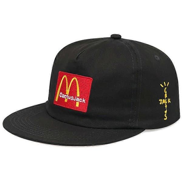 Travis Scott McDonald's kasket i ren bomuld, blød top hat broderi afslappet Type A Sort