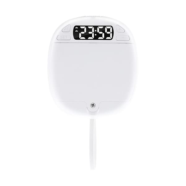 Vibrerande väckarklocka med snooze, vit, LED-display, 3-nivåers vibration, batteridriven