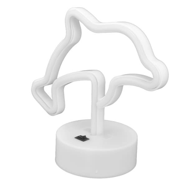 LED Delfin Neonlys, USB- eller Batteridrevet, Romdekorasjon med Base