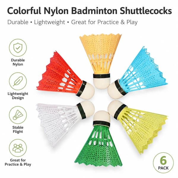 Nylon Badmintonbollar 12-pack, PVC-skum, Stabil Flygning, Inomhus Utomhusträning