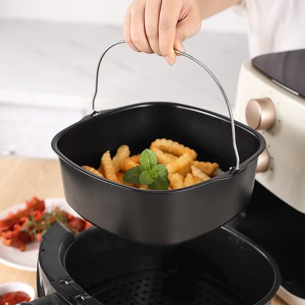 Nonstick kakeform til airfryer, 20 cm stekepanne med håndtak, metall