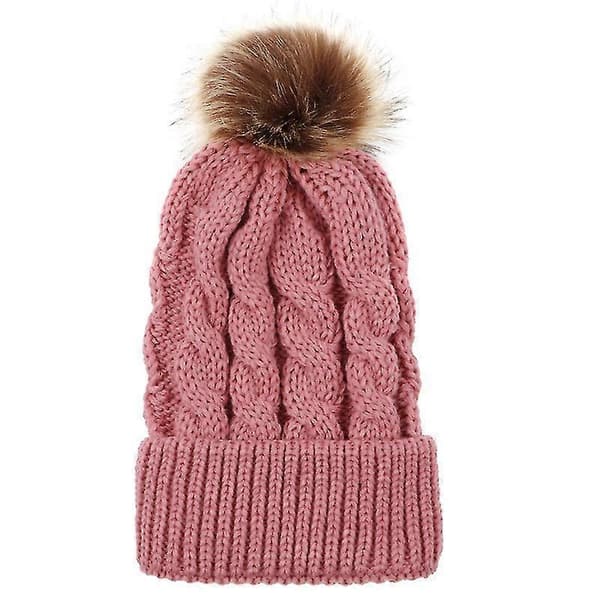 Matchende lue for foreldre og barn, mor og barn, vinterlue for ski Pink Baby