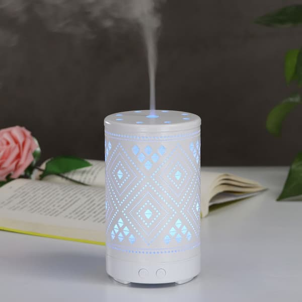 Bordplade hul jern luftfugter, aroma diffuser med farverigt natlys, hvid