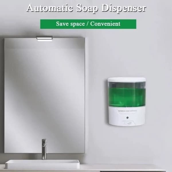 Automatisk såpedispenser 600ml, IR-sensor, boosterpumpe, ABS, tyverisikring, for kjøkken