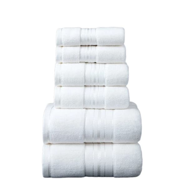 Handduksset i 100 % bomull, 6 delar, vit, mjukt, absorberande, bad- och ansiktshanddukar