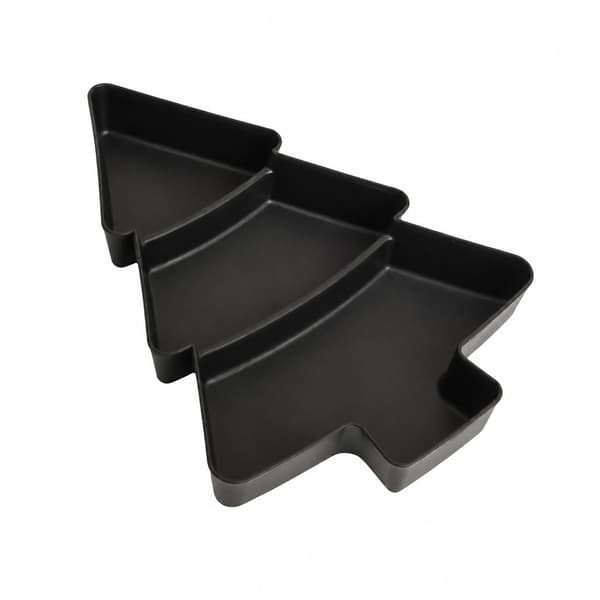 Plastfacktallrik, julgransform, snackbricka för nötter godisfrön, röd Black