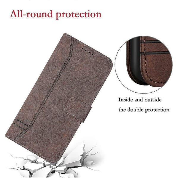 Magnetiskt läderfodral med plånboksställfunktion för Brown Samsung Galaxy S23 Plus