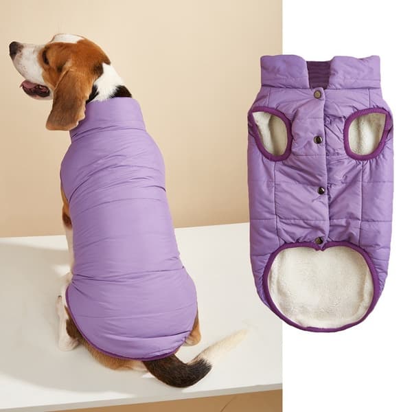 Hundevest i bomull, varm ensfarget knappevest for små og mellomstore hunder