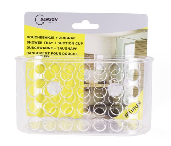 Transparent tvålpump med sugkopp, plast badrumsduschkorg, 1 liter
