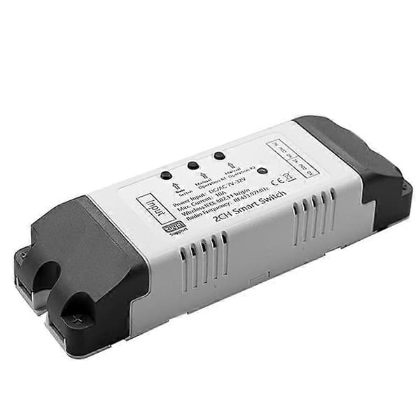 Tuya Smart WiFi Switch Relämodul 2 CH 7-32V RF/APP Trådlös Fjärrkontroll Smart Hem för Hemmet White