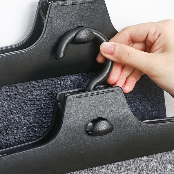 Stofbuksebøjle med klemmer, sort, skridsikker til leggings, jeans, nederdele, pladsbesparende