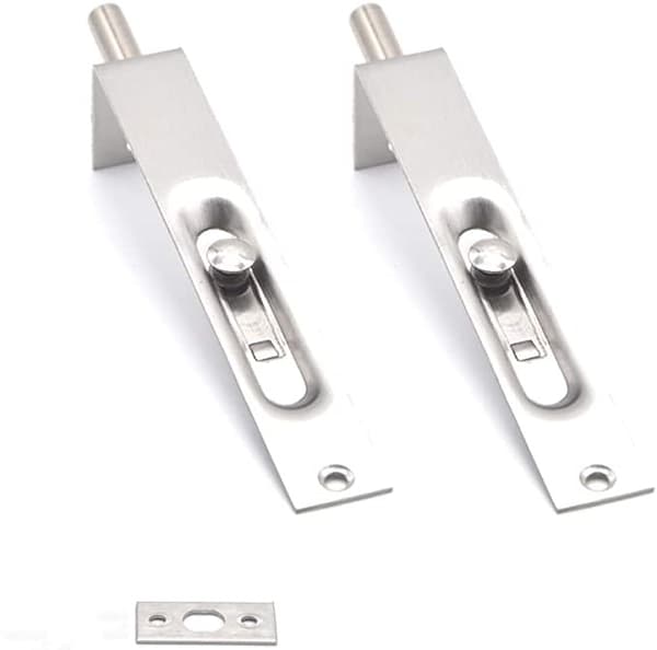 Dørlås i rustfrit stål, 4-tommer, sølv, diskret, 2-pak 4-inch
