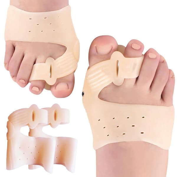 Tåspreder til Hallux Valgus, Silikone Gelkile, Hudfarve, 2-pak, Magnetisk Ortese