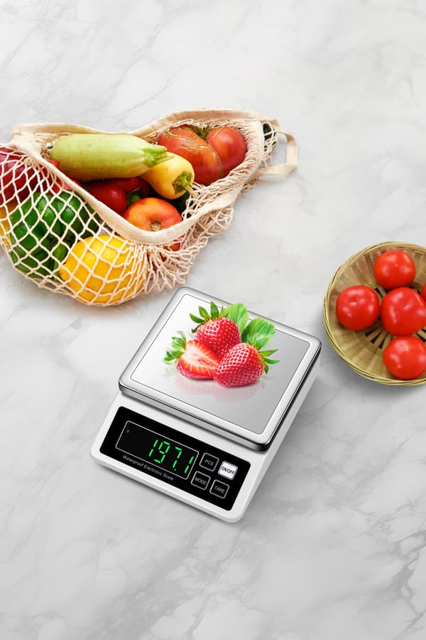 Digital köksvåg, vit, 10kg/1g, rostfritt stål, USB-uppladdningsbar, precision White