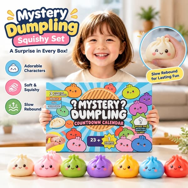 Squishy Dumpling Stresslegetøj, Jule-blindbox 01, 330g, Langsomt tilbagespring