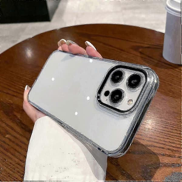 Utsøkt deksel til iPhone 14 Pro, ultratransparent, støtsikkert PC TPU-bakdeksel - Hvit Black